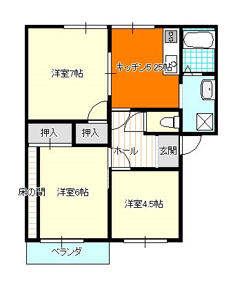 水戸市中丸町のアパートの間取り