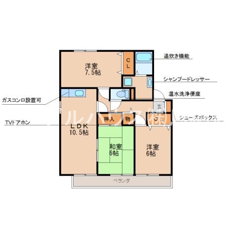 ロイヤルステージタウン鳥栖Ｃ棟の間取り