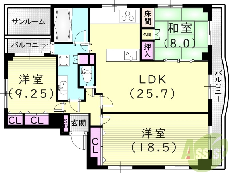 アバンシオ香櫨園の間取り