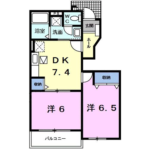 蒲郡市形原町のアパートの間取り