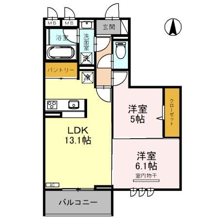 【越谷市新越谷のアパートの間取り】