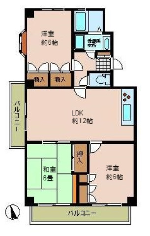 広島市安佐南区東原のマンションの間取り