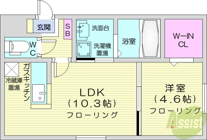 札幌市北区北三十条西のマンションの間取り