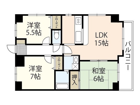 広島市西区福島町のマンションの間取り