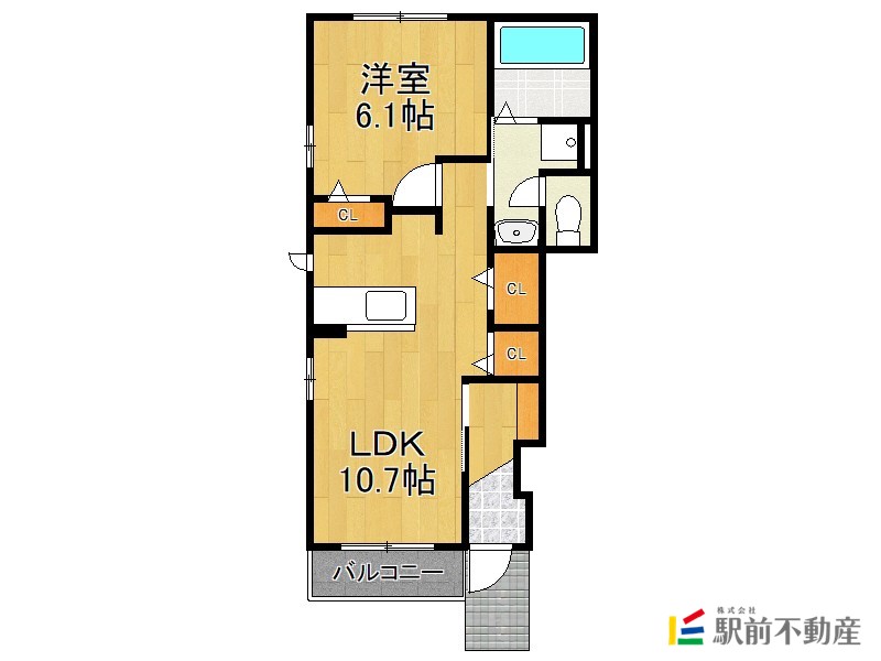 久留米市田主丸町豊城のアパートの間取り