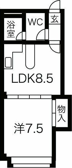 札幌市東区北二十一条東のマンションの間取り