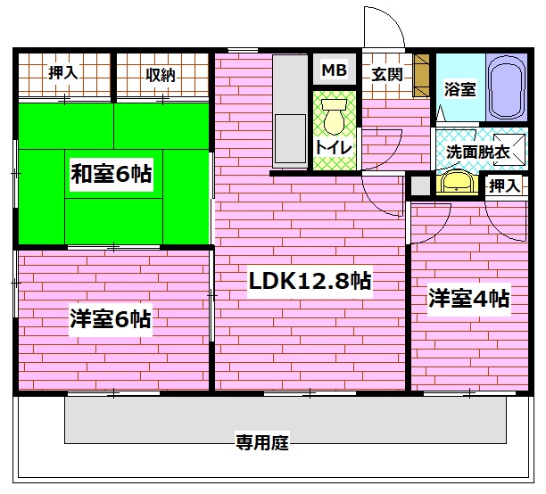 安芸郡府中町石井城のマンションの間取り