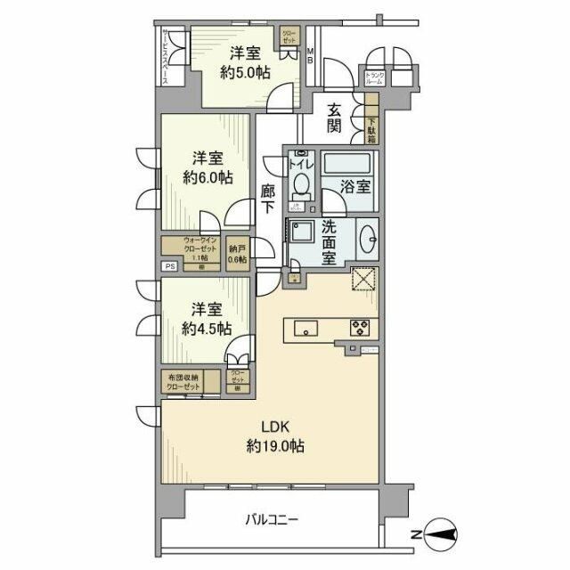 世田谷区砧のマンションの間取り