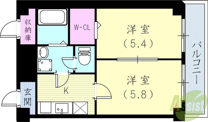 神戸市北区谷上西町のマンションの間取り