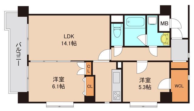 市川市本塩のマンションの間取り