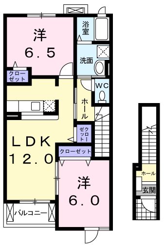 高松市小村町のアパートの間取り