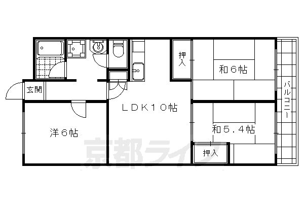 京都市下京区西七条掛越町のマンションの間取り