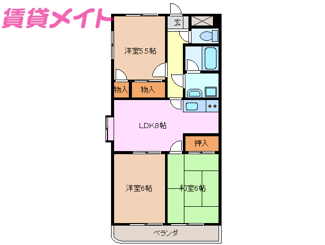 四日市市川北のマンションの間取り