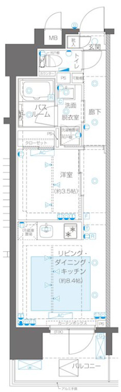 新宿区新宿のマンションの間取り