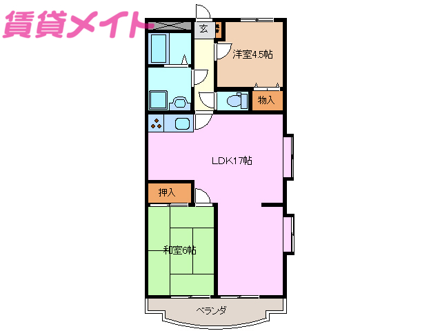 四日市市生桑町のマンションの間取り