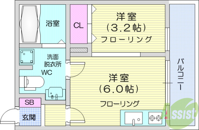 メリディアン国見弐番館の間取り