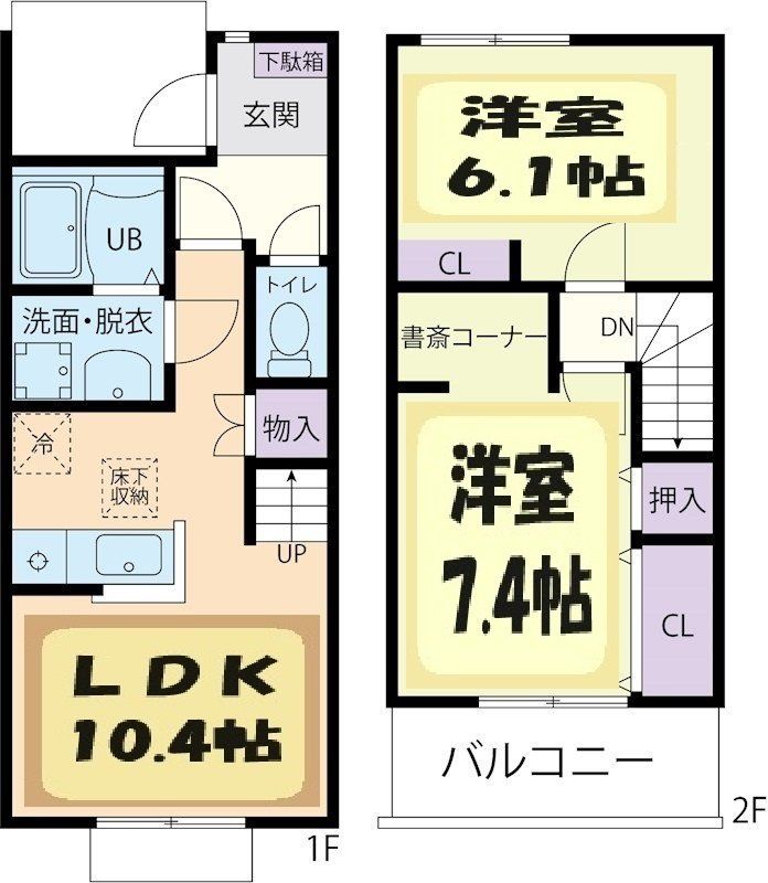 鹿沼市御成橋町のアパートの間取り