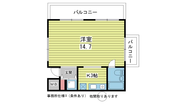 豊中市岡上の町のマンションの間取り