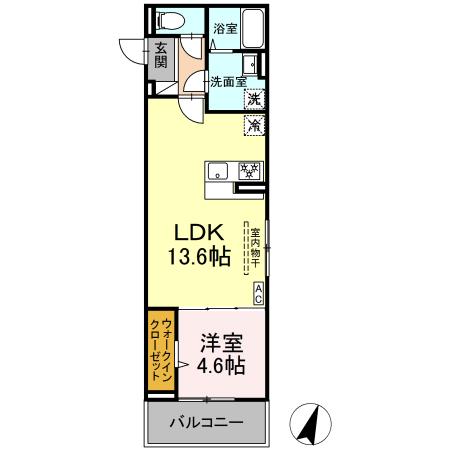 甲府市荒川のアパートの間取り