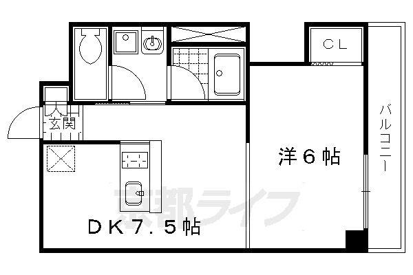 京都市左京区一乗寺大原田町のマンションの間取り