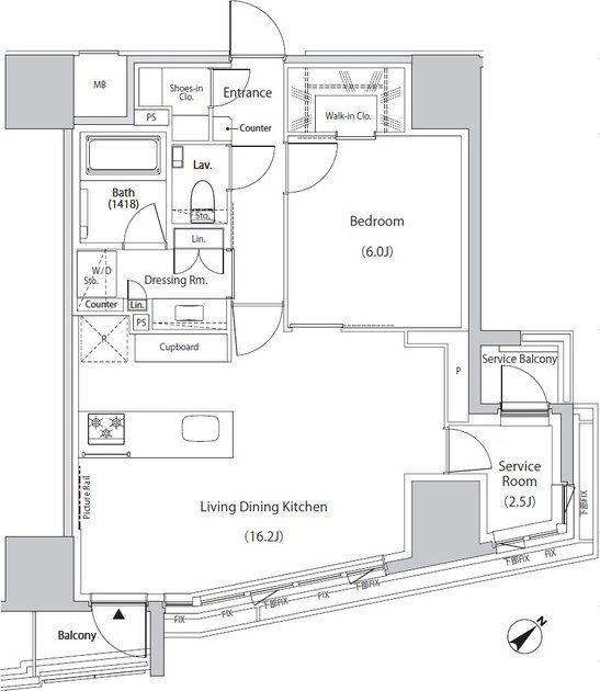 新宿区市谷田町のマンションの間取り