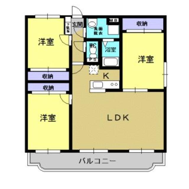 日置市伊集院町下谷口のマンションの間取り