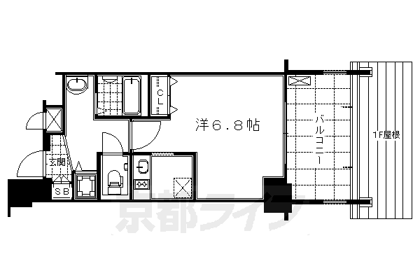 京都市中京区俵屋町のマンションの間取り