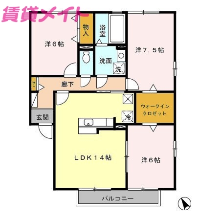 四日市市八田のアパートの間取り