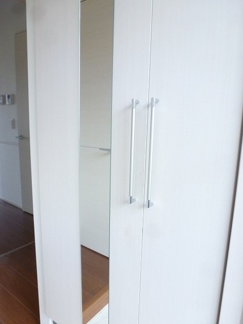 玄関　トールタイプミラー付シューズボックスです。