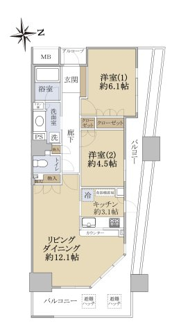 さきタワー・サンクタス尼崎駅前の間取り写真