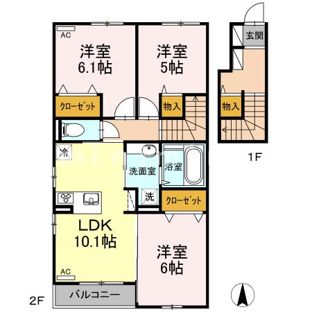 ＪＲ豊肥本線 南熊本駅 徒歩28分 2階建 築9年の間取り写真