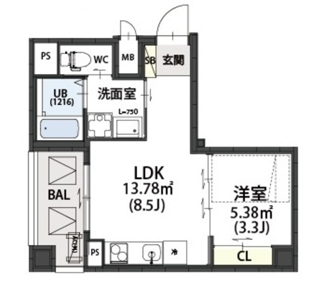 阪神本線 大物駅 徒歩9分 7階建 築1年の間取り写真