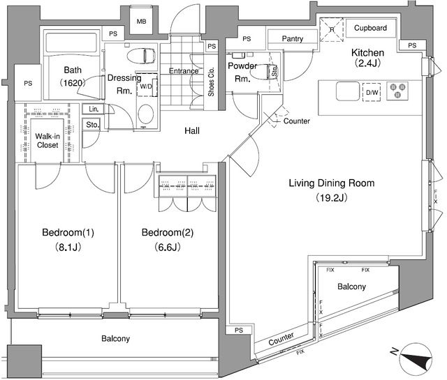 【港区赤坂のマンションの間取り】