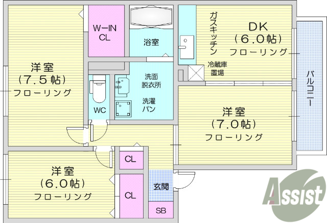 仙台市青葉区折立のアパートの間取り