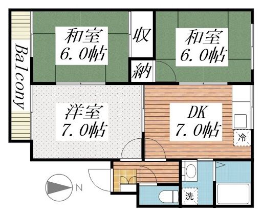 和歌山市和佐関戸のアパートの間取り