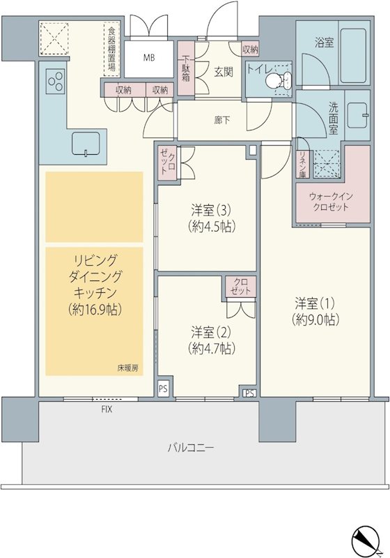 佐倉市ユーカリが丘のマンションの間取り