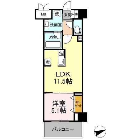 呉市阿賀中央のマンションの間取り