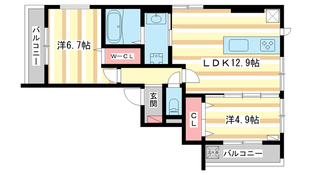 木津川市木津のアパートの間取り