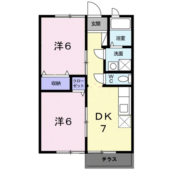 岡山市北区御津金川のアパートの間取り