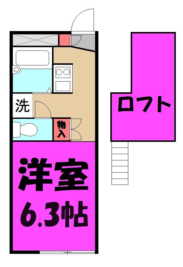 春日部市粕壁東のアパートの間取り