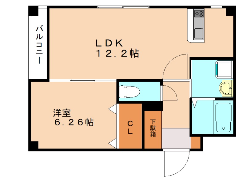 北九州市小倉北区上富野のマンションの間取り