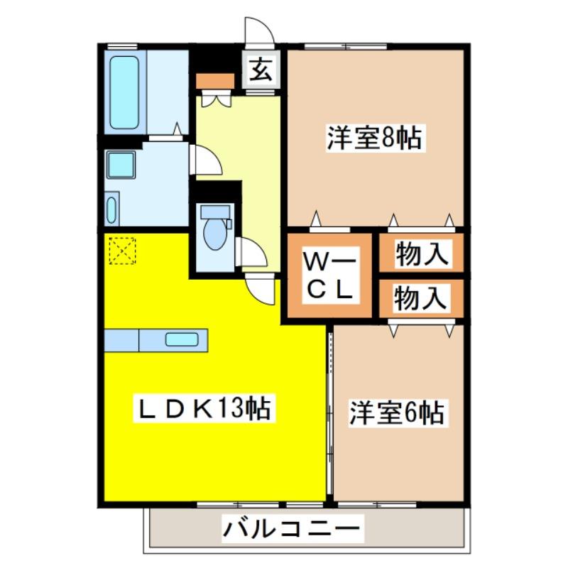 東広島市西条町寺家のアパートの間取り