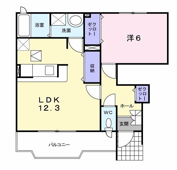 【岡山市中区関のアパートの間取り】