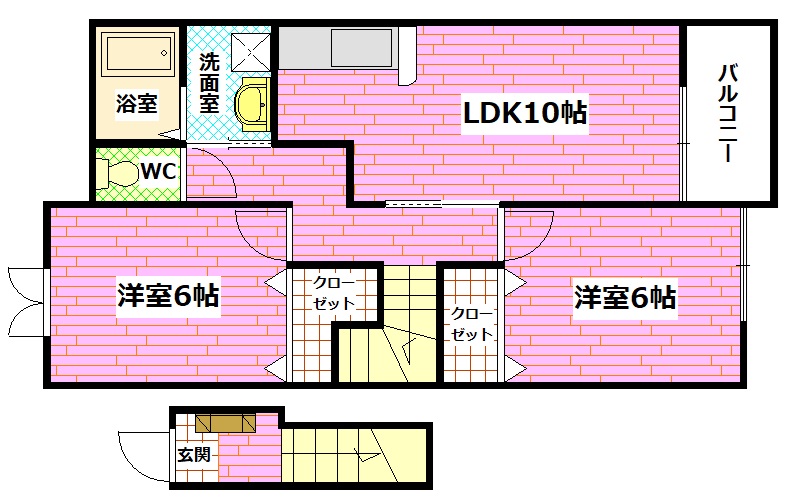 安芸郡熊野町萩原のアパートの間取り