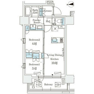 渋谷区恵比寿南のマンションの間取り