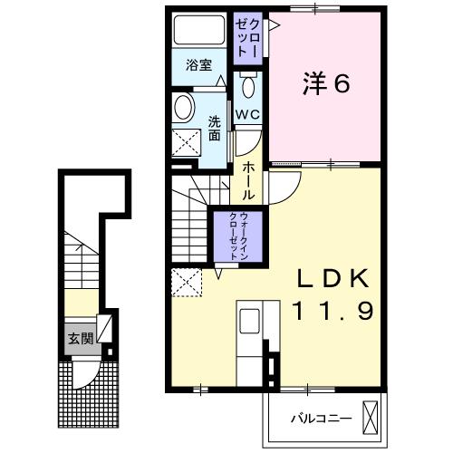 四日市市中納屋町のアパートの間取り