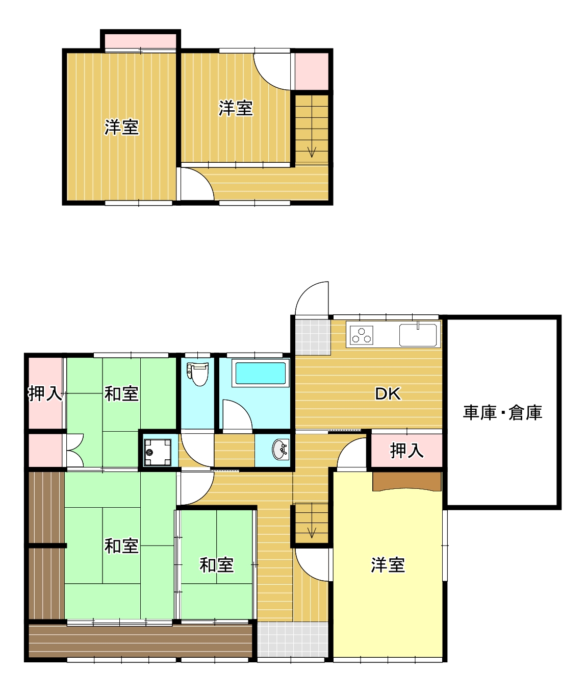 【酒津　戸建て賃貸の間取り】