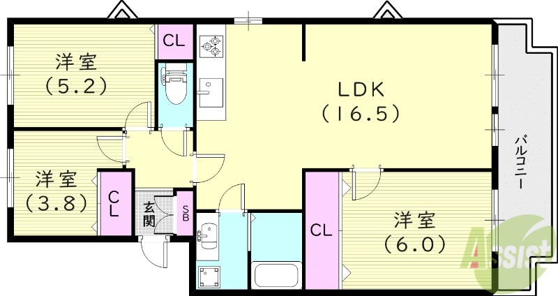 LANI　TERRACE　NISHINOMIYAの間取り