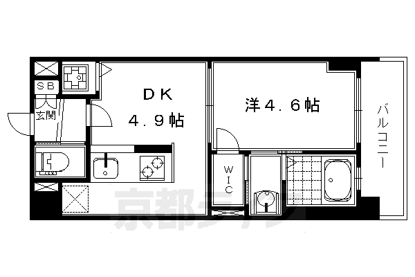 京都市右京区西院日照町のマンションの間取り