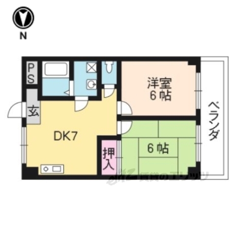 京都市伏見区竹田中内畑町のマンションの間取り